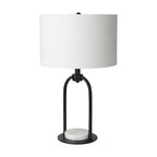 22" Black Round Bedside Lamp With Drum Shade