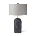 29" Navy Blue Round Bedside Lamp With Drum Shade
