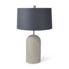 29" Beige Round Bedside Lamp With Drum Shade
