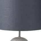 29" Beige Round Bedside Lamp With Drum Shade