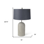 29" Beige Round Bedside Lamp With Drum Shade