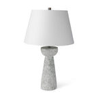 27" Gray Round Bedside Lamp With Empire Shade