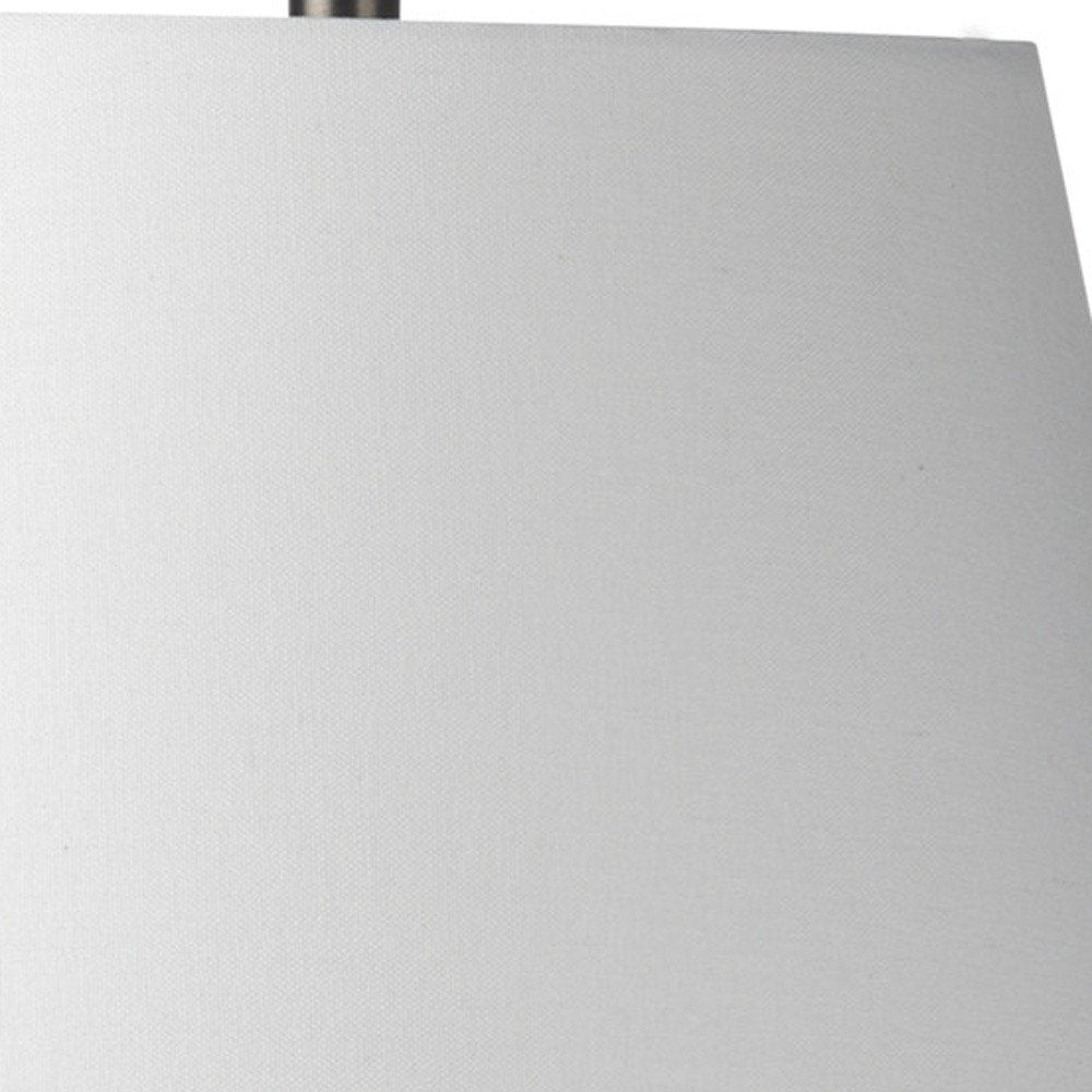 27" Gray Round Bedside Lamp With Empire Shade