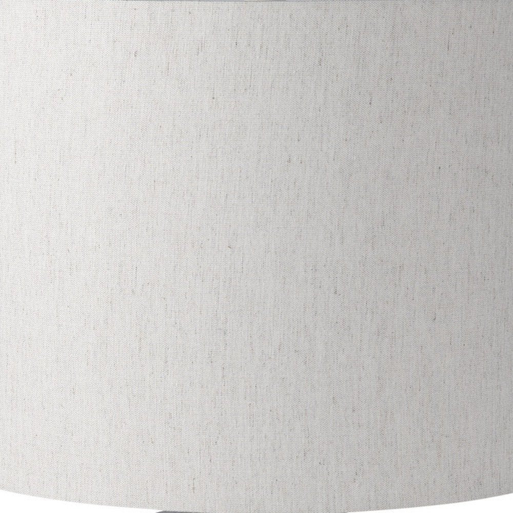 28" White Round Bedside Lamp With Drum Shade