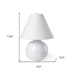 11" White Round Bedside Lamp With Empire Shade