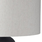 30" Black Round Bedside Lamp With Drum Shade