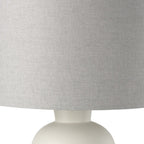 33" Cream Round Bedside Lamp With Drum Shade