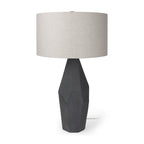 30" Black Round Bedside Lamp With Drum Shade