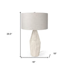 30" Cream Round Bedside Lamp With Drum Shade