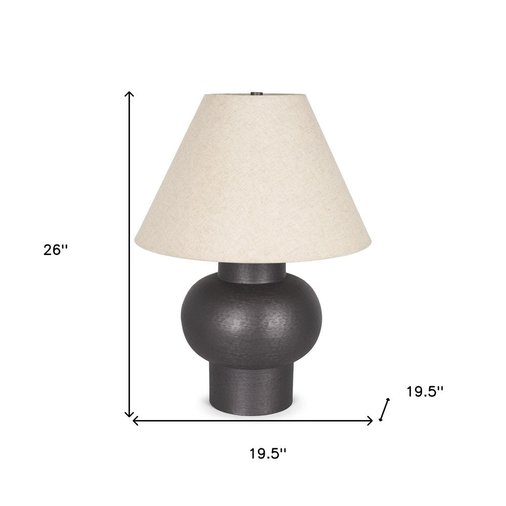 26" Black Round Bedside Lamp With Empire Shade