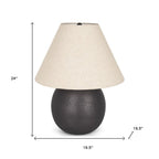 24" Black Round Bedside Lamp With Empire Shade