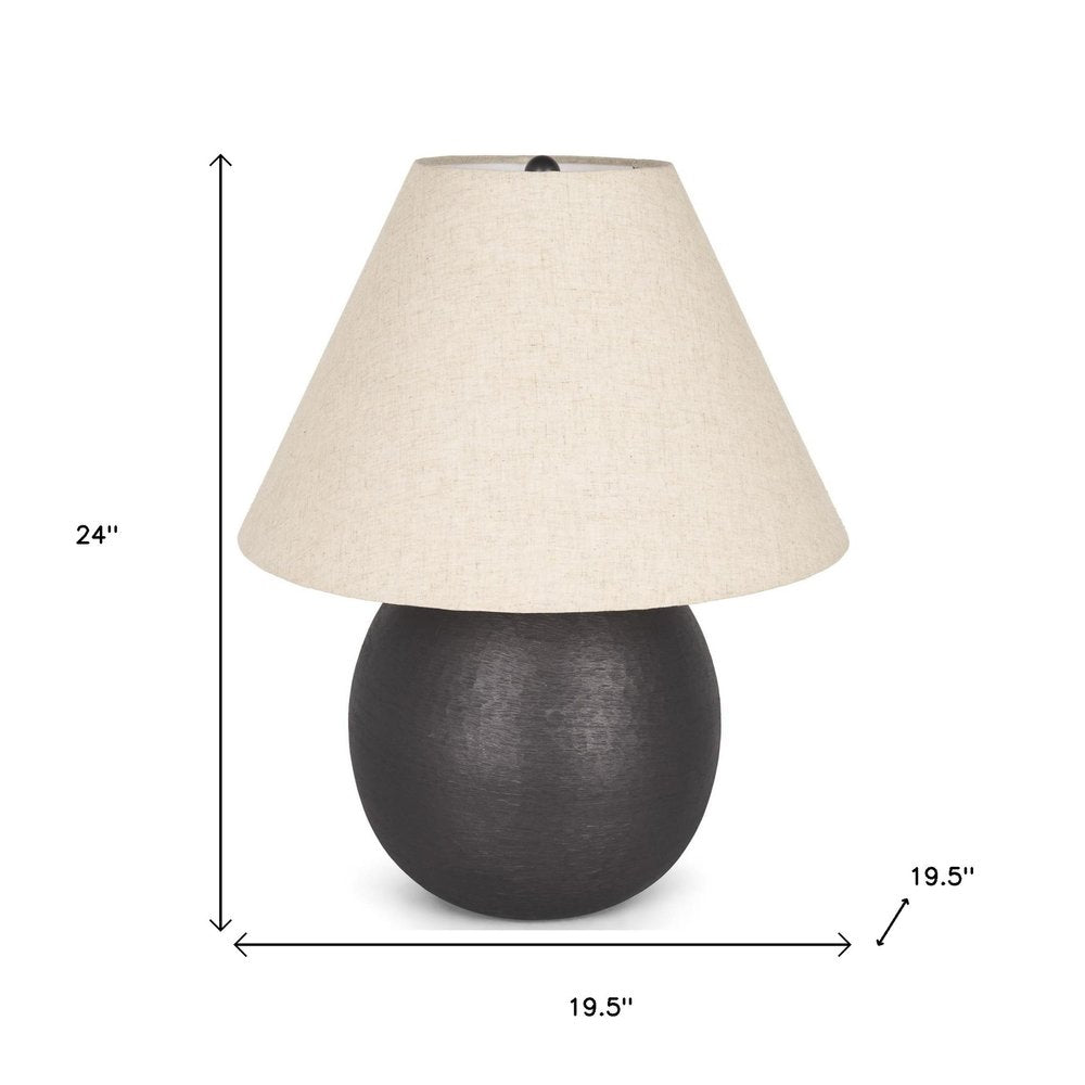 24" Black Round Bedside Lamp With Empire Shade