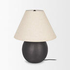 24" Black Round Bedside Lamp With Empire Shade
