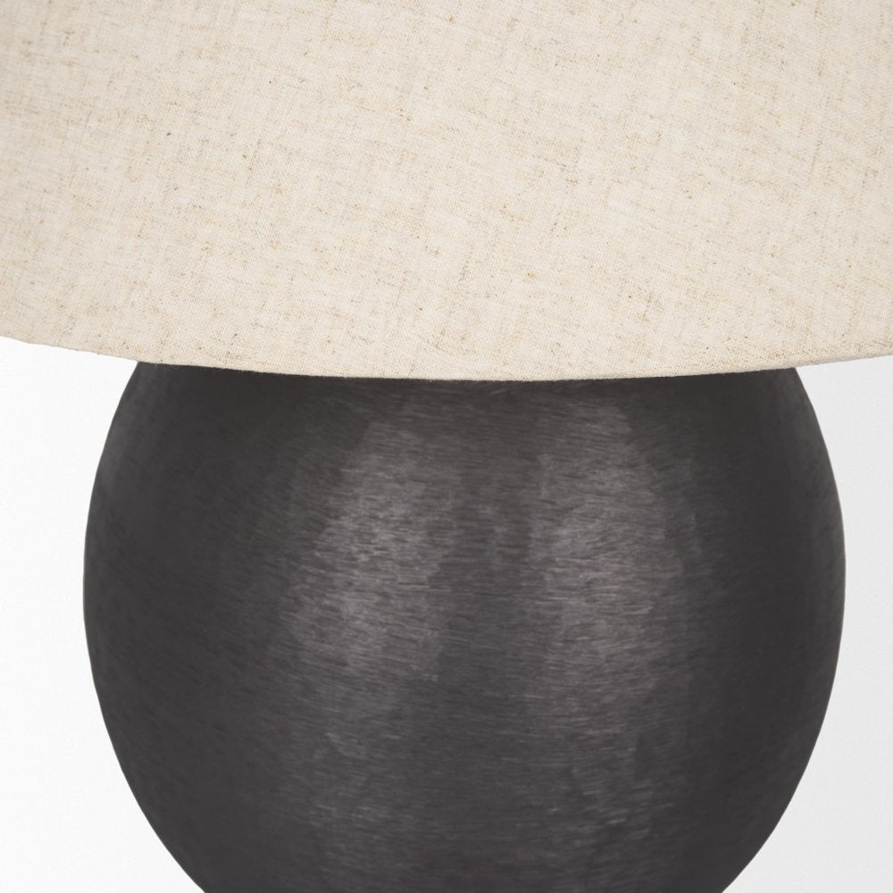 24" Black Round Bedside Lamp With Empire Shade