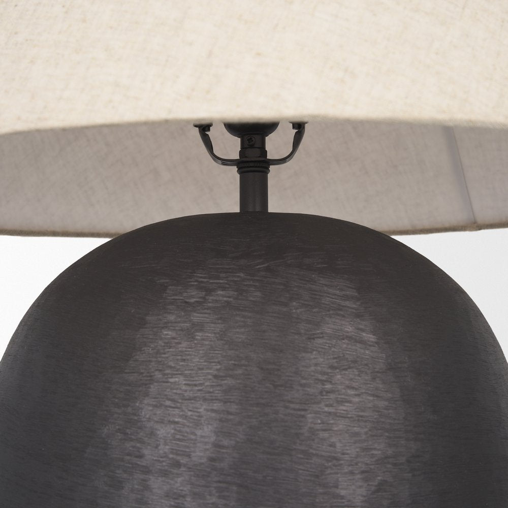 24" Black Round Bedside Lamp With Empire Shade
