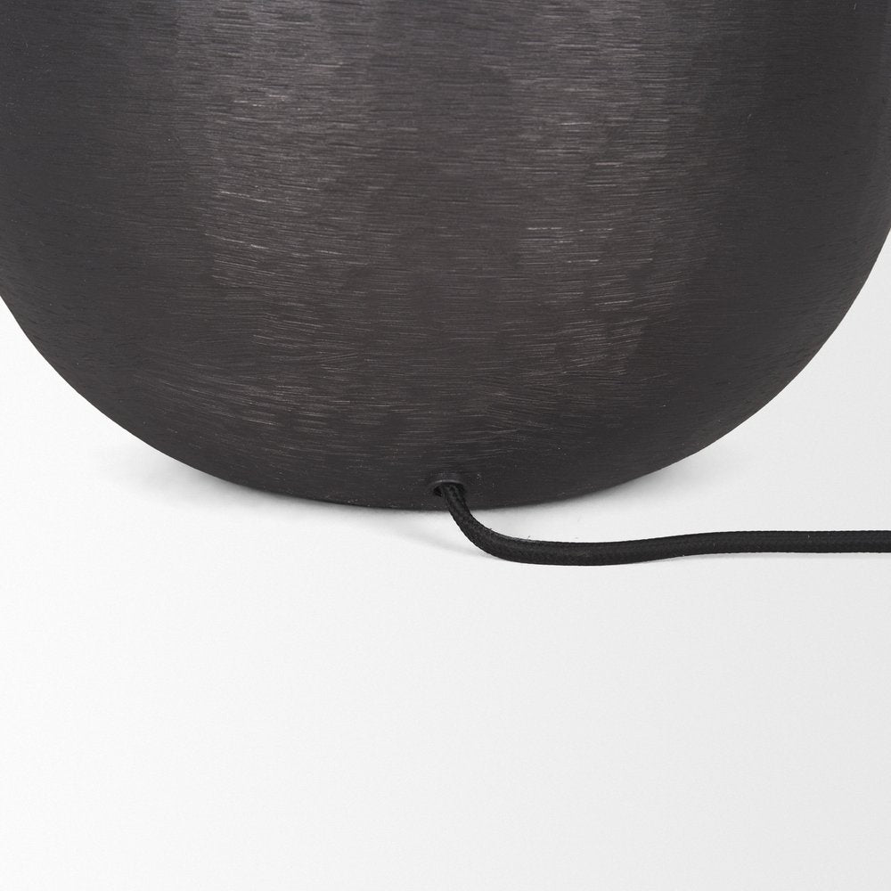 24" Black Round Bedside Lamp With Empire Shade