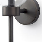 6" Black Metal and Glass Armed Sconce