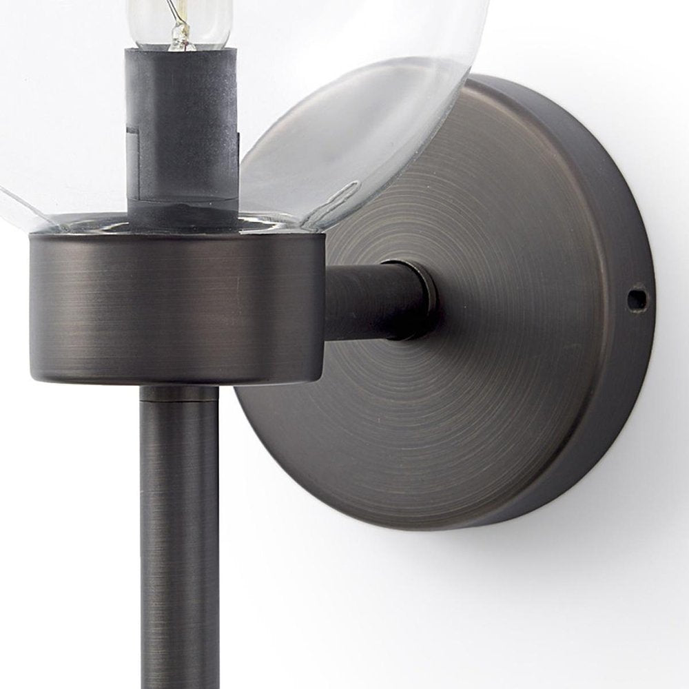 6" Black Metal and Glass Armed Sconce