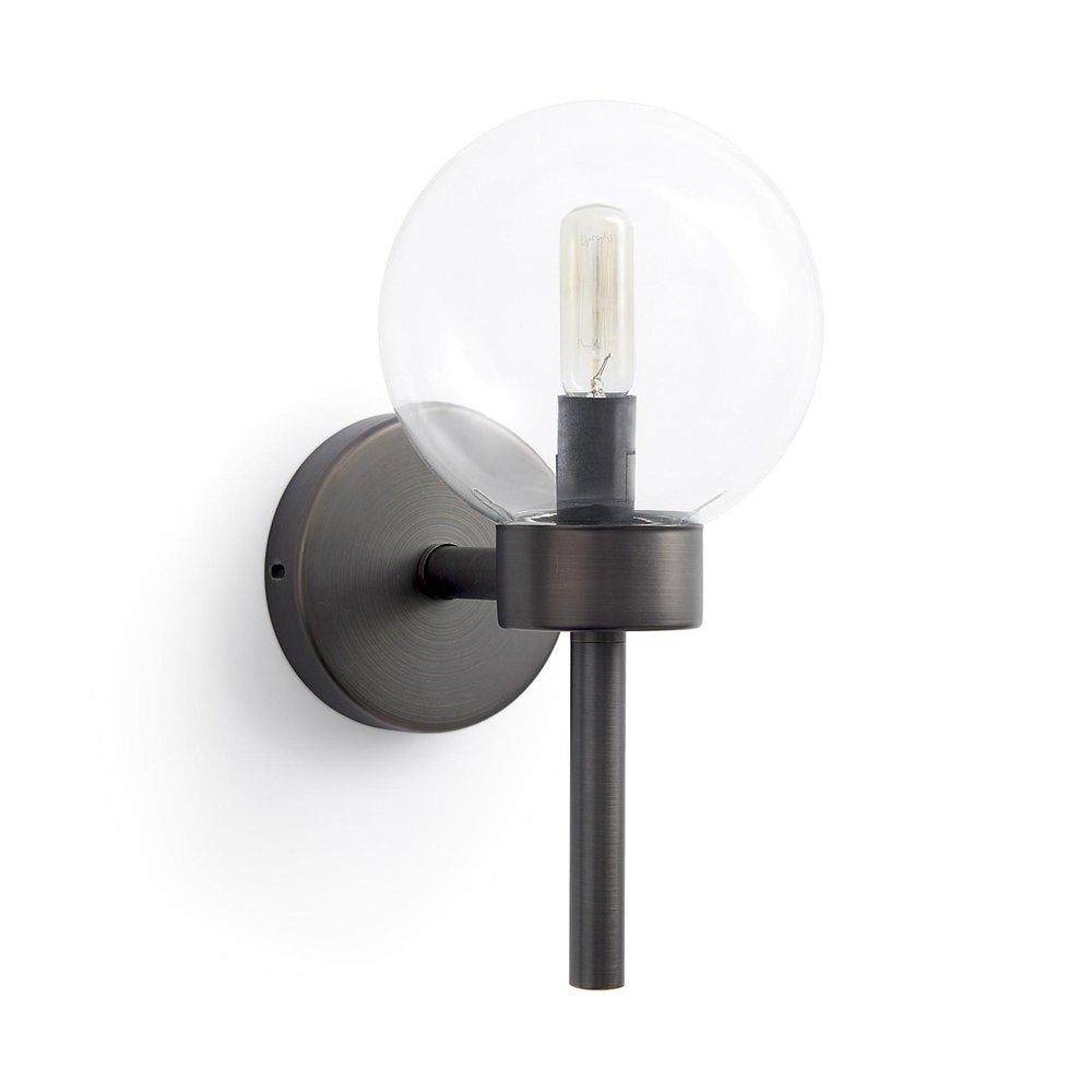 6" Black Metal and Glass Armed Sconce