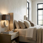 12" Dark Gray And Light Gray Resin and Fabric Armed Sconce