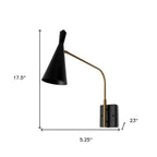 5" Antiqued Gold And Black Metal Swing Arm Wall Light