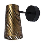 10" Antiqued Gold And Black Metal Pierced Cone Armed Sconce
