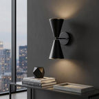 Black And Gold Metal Double Cone Two Light Armed Sconce