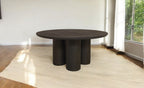 63" Dark Brown Solid Wood Round Top Dining Table