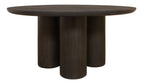 63" Dark Brown Solid Wood Round Top Dining Table