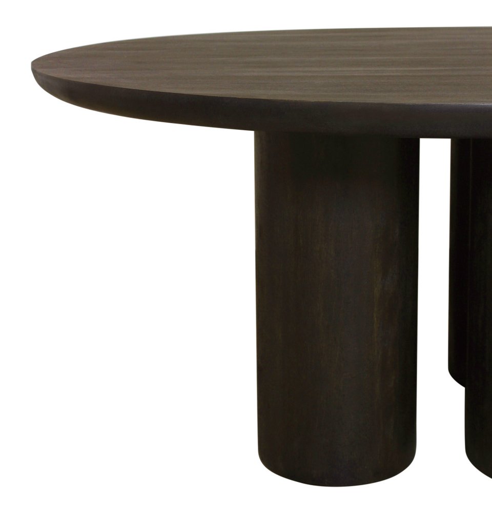 63" Dark Brown Solid Wood Round Top Dining Table