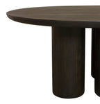 63" Dark Brown Solid Wood Round Top Dining Table