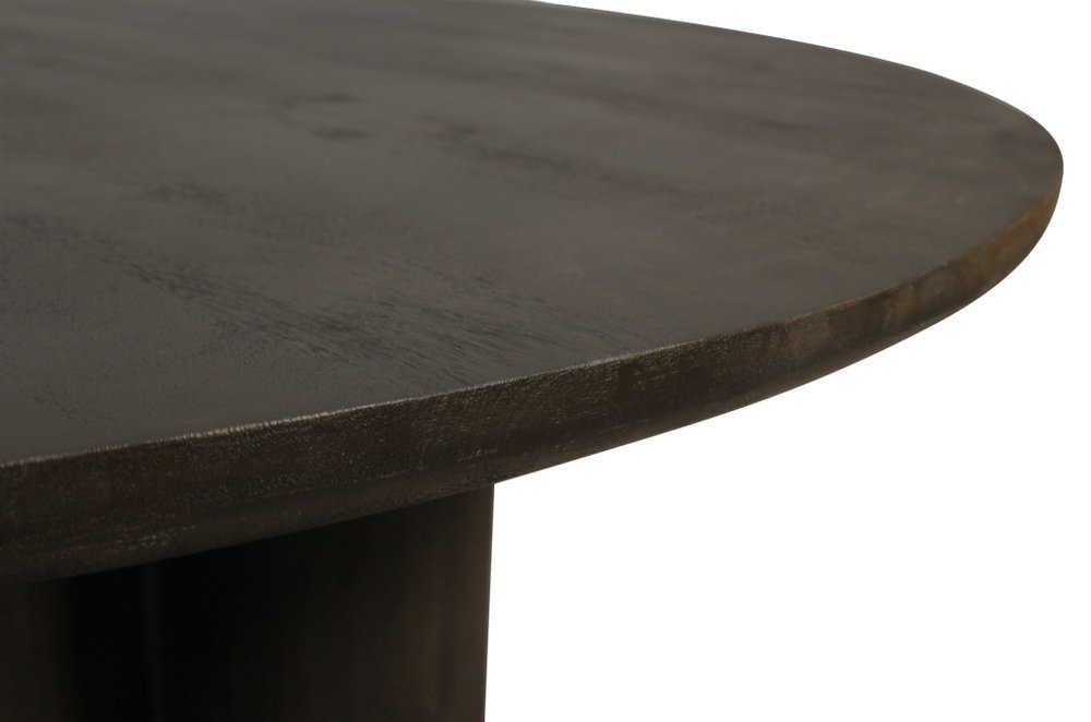 63" Dark Brown Solid Wood Round Top Dining Table