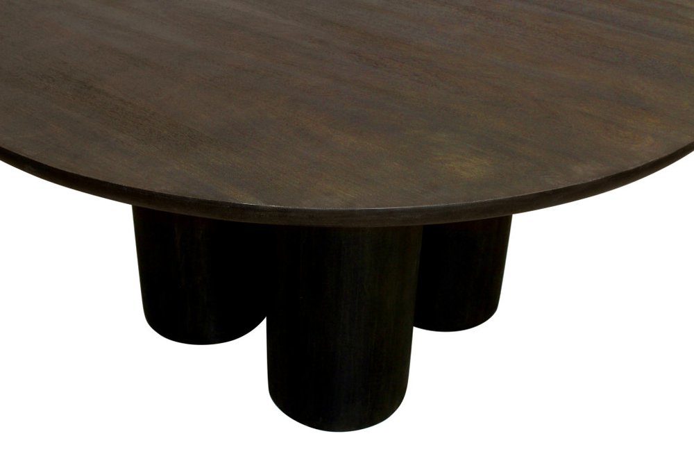 63" Dark Brown Solid Wood Round Top Dining Table