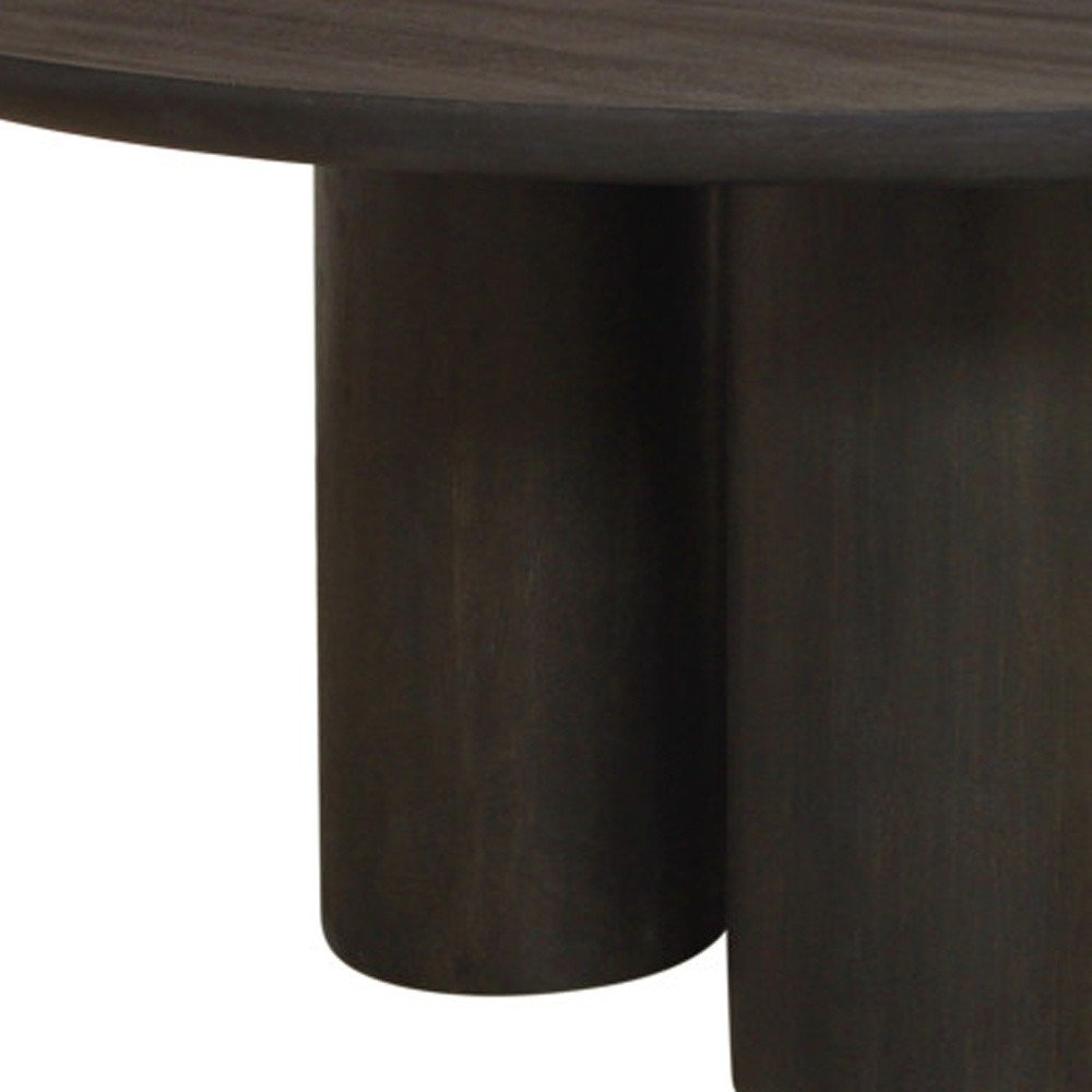 63" Dark Brown Solid Wood Round Top Dining Table
