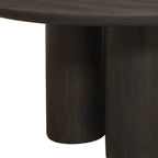 63" Dark Brown Solid Wood Round Top Dining Table