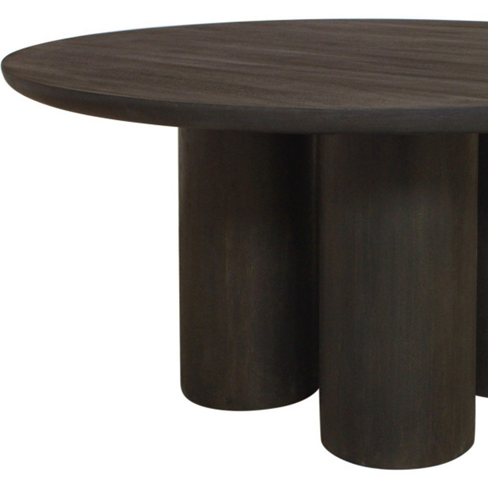63" Dark Brown Solid Wood Round Top Dining Table