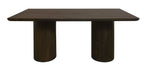 72" Dark Brown Solid Wood Double Pedestal Base Dining Table