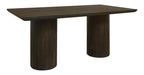 72" Dark Brown Solid Wood Double Pedestal Base Dining Table
