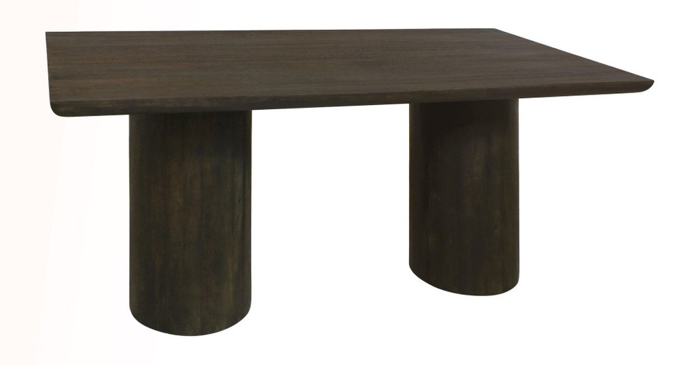 72" Dark Brown Solid Wood Double Pedestal Base Dining Table