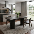 72" Dark Brown Solid Wood Double Pedestal Base Dining Table