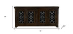 76" Brown Distressed Solid Wood Sideboard Soft Close with Four Glass Doors