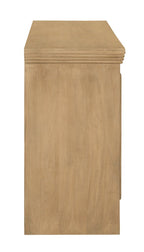 76" Natural Distressed Solid Wood Sideboard Soft Close with Four Glass Doors