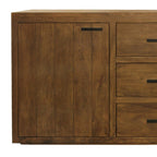 71" Chestnut Distressed Solid Wood Three Drawer Sideboard with Two Doors