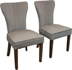 Seven Piece Dark Brown Round Solid Wood Dining Set with Six Chairs