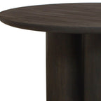 Seven Piece Dark Brown Round Solid Wood Dining Set with Six Chairs