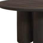 Seven Piece Dark Brown Round Solid Wood Dining Set with Six Chairs