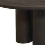 Seven Piece Dark Brown Round Solid Wood Dining Set with Six Chairs