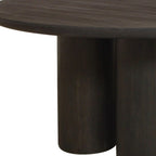 Seven Piece Dark Brown Round Solid Wood Dining Set with Six Chairs