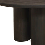 Seven Piece Dark Brown Round Solid Wood Dining Set with Six Chairs