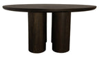 Seven Piece Dark Brown Round Solid Wood Dining Set with Six Chairs